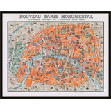 Monumental Map of Paris' Framed Graphic Art Print on Glass