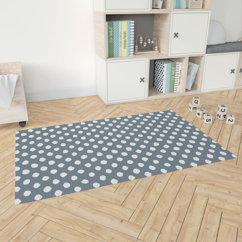 Large Dot Kids Play Mat, Blue, Rectangle 24" x 36"