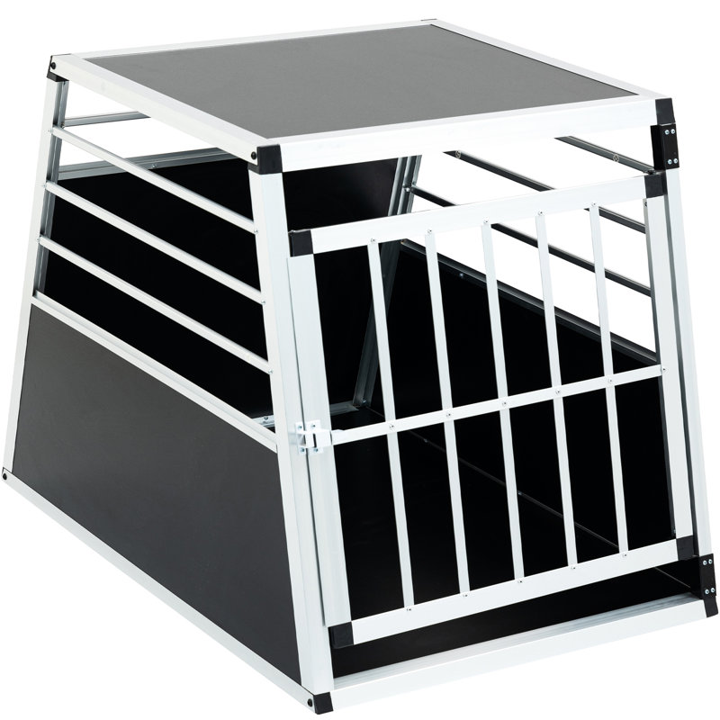 Boîte de voyage en aluminium de haute qualité pour animaux de compagnie, 35 25 27 po, forme argent noir simple à installer