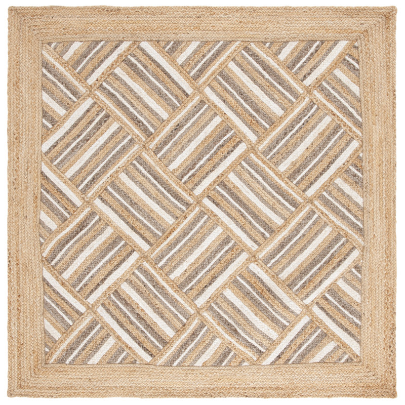 Melanda Natural Fiber Flat Weave Jute Pile Rug, Square 6'