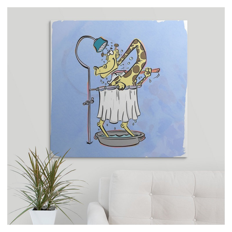 « short douche, tall giraffe-bathtime copains », impression, H 35 po x l 35 po x P 1,5 po, Toile