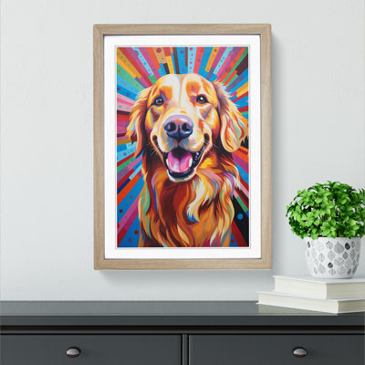 Golden Retriever Op Art - Framed Print
