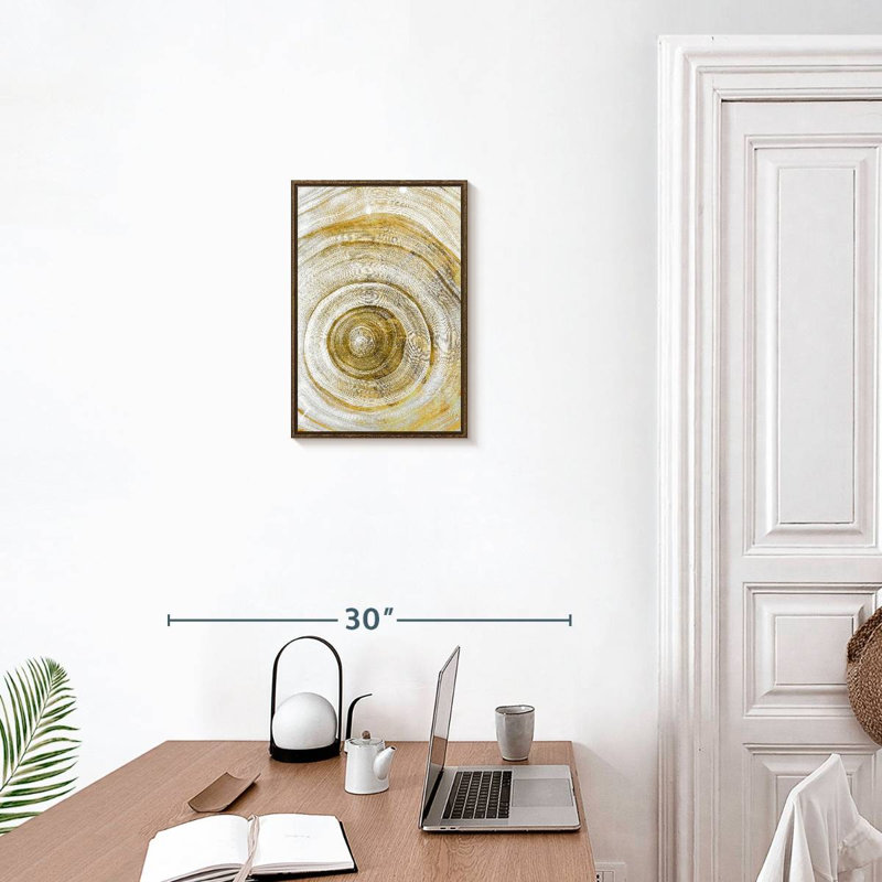 Anneaux d'arbre Molinari géométrique, Floating Frame Walnut, 13" x 19"