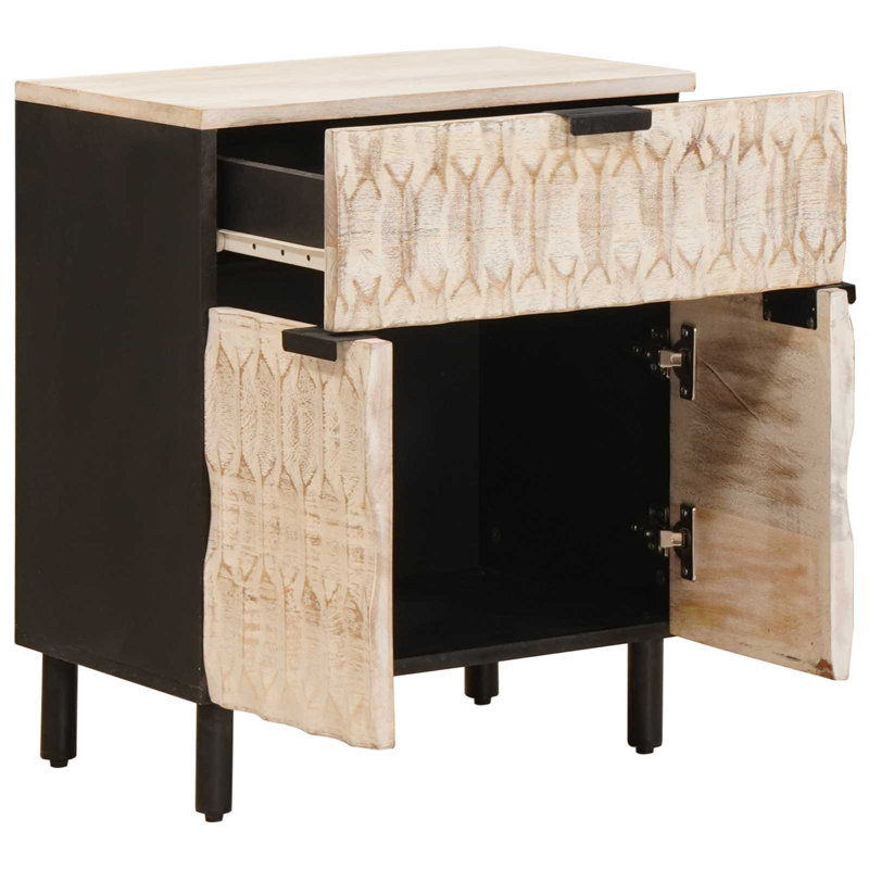 50cm W Solid Wood Bedside Table, White