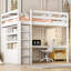 Lit mezzanine double pleine grandeur avec garde-robe, bureau et tiroirs intégrés pour améliorer le système de rangement de la chambre à coucher-130155969