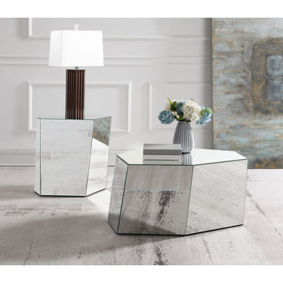Capella 2-Piece Mirrored Coffee And End Table Set Silver