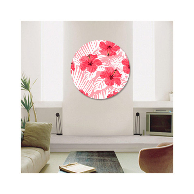 Pink Tropics Print, Round  24" H x 24" W x 2.5" D