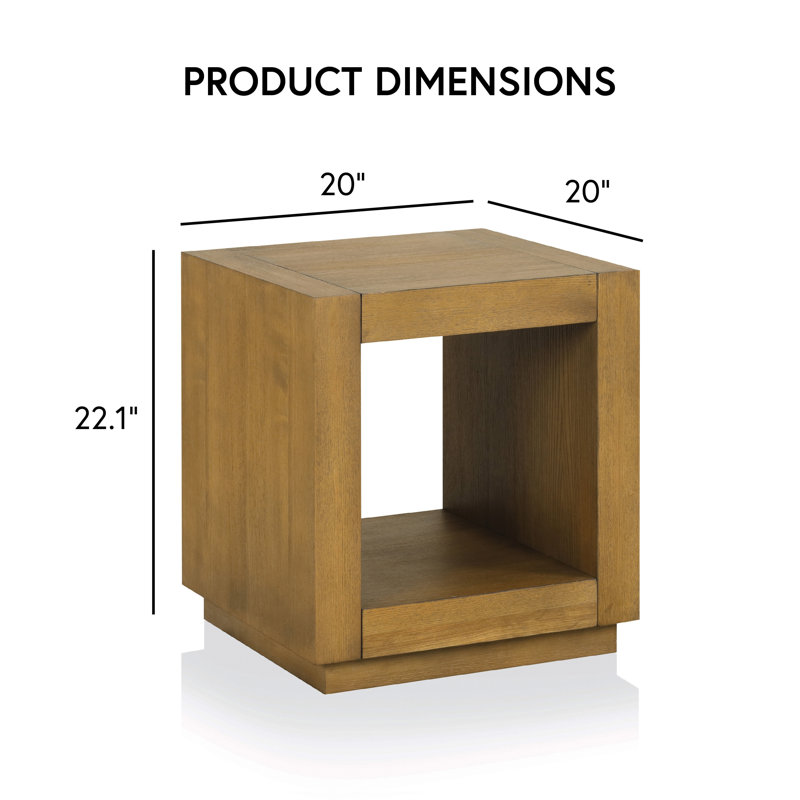 Ulyen Square Wooden End Table, Brown