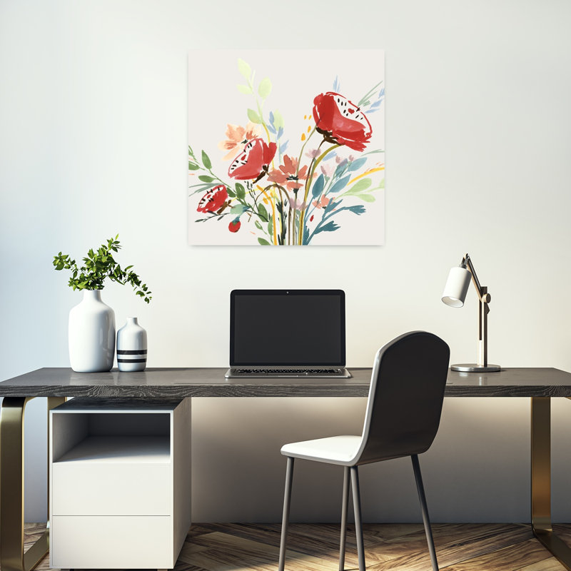 «Vibrant Bouquet In Bloom II», art mural contemporain abstrait, H 18 po x l 18 po