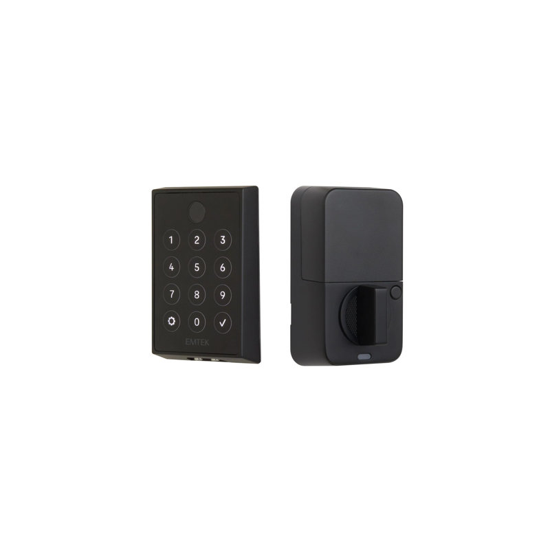 Emtek EMPowered 2 touches sans clé, avec Bluetooth et pêne dormant,, Dos plat