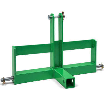 Adaptateur de barre d'attelage robuste à 3 points d'attelage rapide avec récepteur de 2 po pour les tracteurs de la catégorie 1 - Support de poids de valise, acier, compatible avec Kubota, Mahindra, Ford, Yagan - Vert
