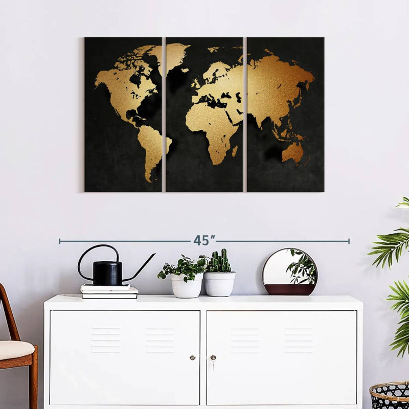«Gold Map», reproduction sur toile, H 38 po x l 24 po x P 1,25 po