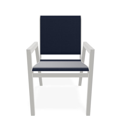 Bazza Sling Aluminum Frame Dining Height Stacking Bistro Chair with Marine Grade Polymer Arm Accent