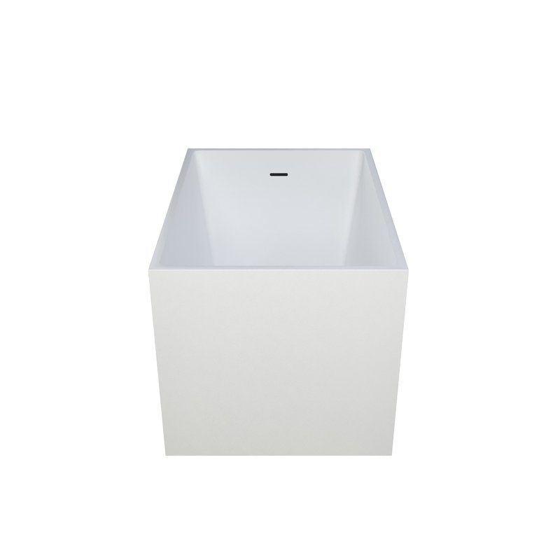 Baignoire autoportante autoportante en acrylique, forme rectangulaire blanche
