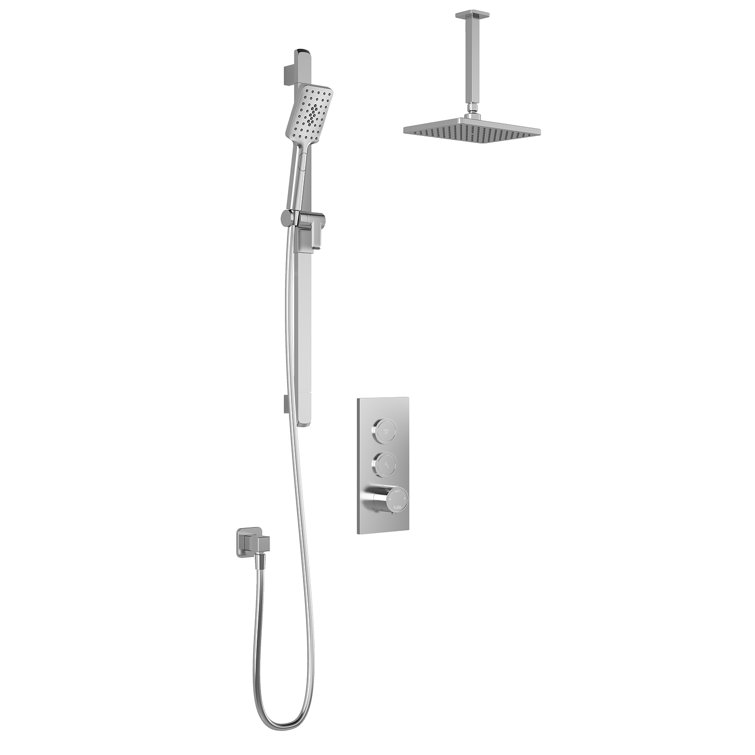 Complete Shower System with Push Buttons Valve and Decorative Trim