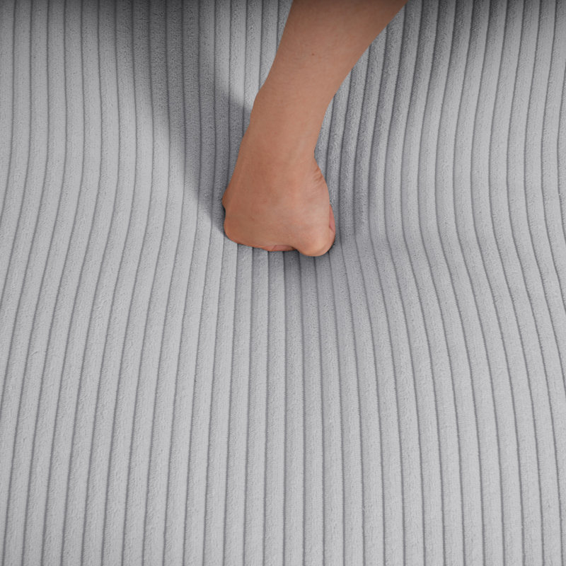Fauteuil en velours côtelé avec repose-pieds Redenius, Velours côtelé gris
