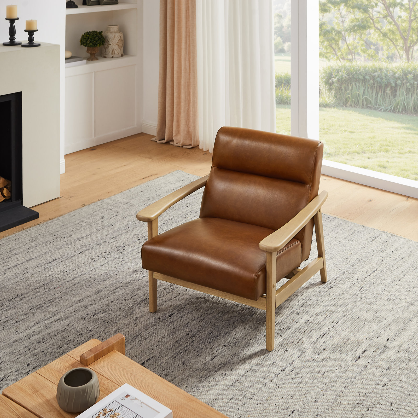 Genuine Leather Armchair, Coffee Genuine Leather
