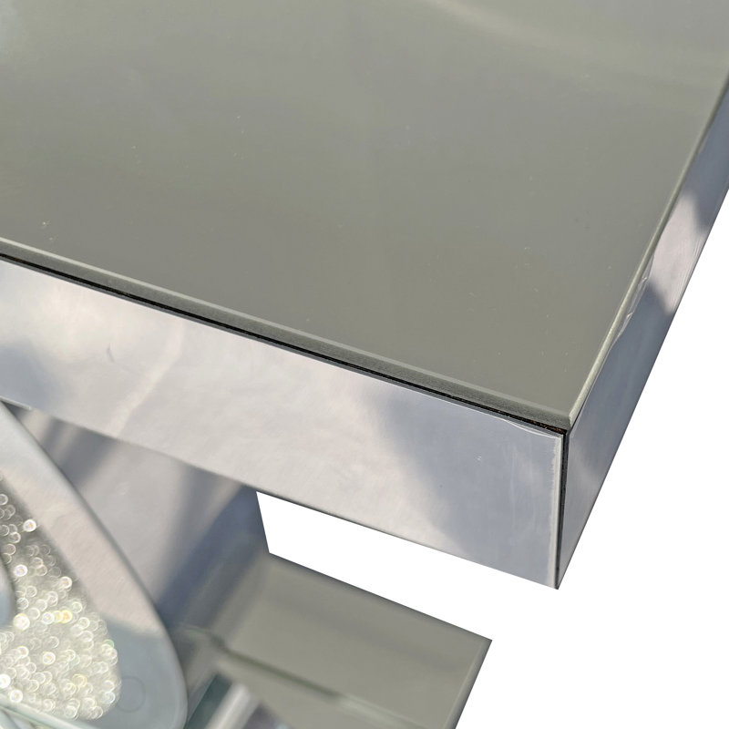 Console, miroir en forme d'olive, diamant concassé pour le couloir - argent