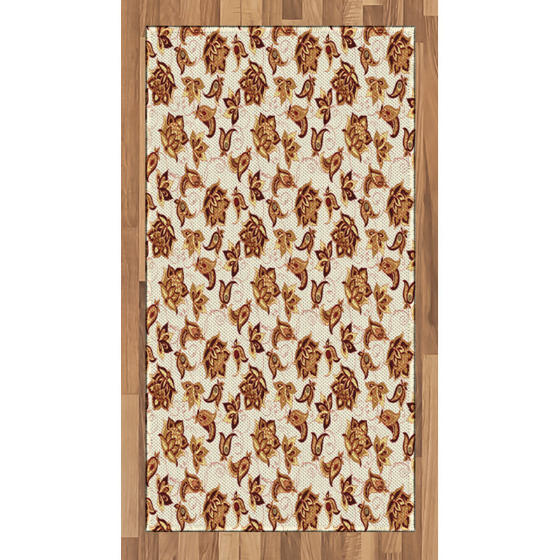 Tapis décoratif à motif de fibres longues en polyester à haute densité Paisley, Rectangle 2 pi 7 po x 5 pi