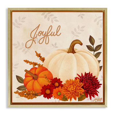 «Joyful Floral Pumpkins», art mural sur toile par Mardell Schuster