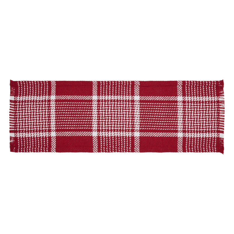 Wilf Rectangle Plaid Cotton Table Runner, 24" x 8"