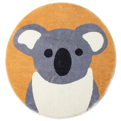Grey Koala Animal Design Soft Non-slip Fleece Area Rug 32" Round