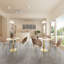 Table bistro ronde de 31,5 pouces avec plateau en faux marbre et structure en métal robuste