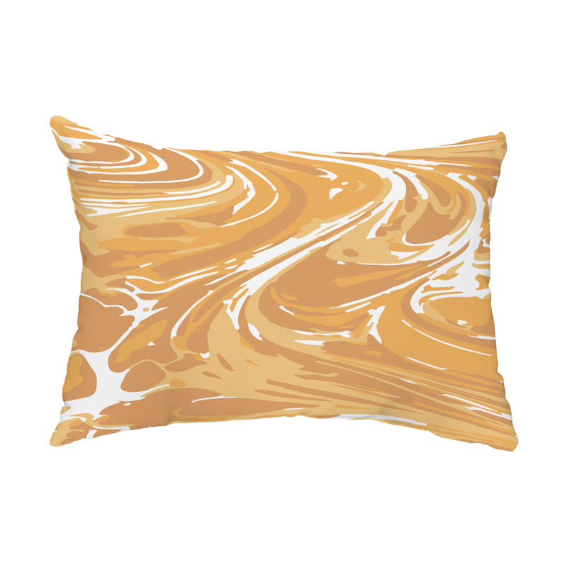 Abstract Outdoor Reversible Throw Pillow, Gold
