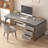 47.24"Gray Rectangular Sintered Stone Writing Desk,4-drawer-1331834783