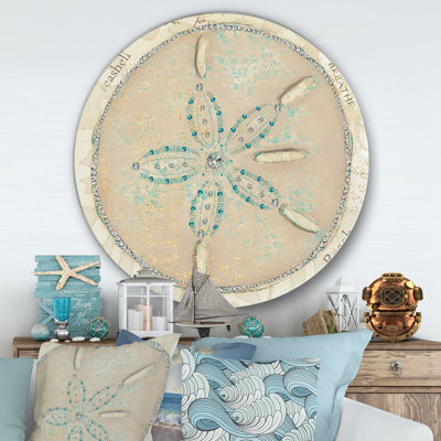 Seastar and Blue Sea Shell II' - Painting Print on Metal Circle -  East Urban Home, 81D5143C88C94FBC944B62406530161A