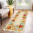 Floral Runner Rug 2x6 Washable Runner Modern Scalloped Runner Yellow Runner Hallway Runner with Non Slip Backing, Low Pile Thin Runner, Indoor Foldable Printed Rug for Entryway Bathroom-514607118-514607113