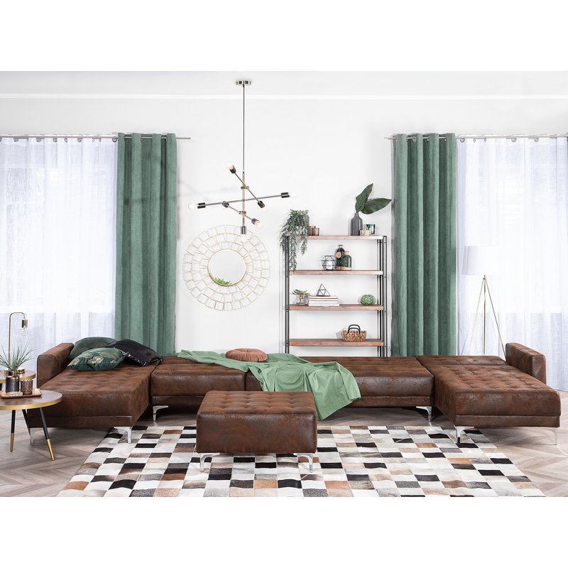 Finnegan 6 Seater Faux Leather Sofa Bed, Brown