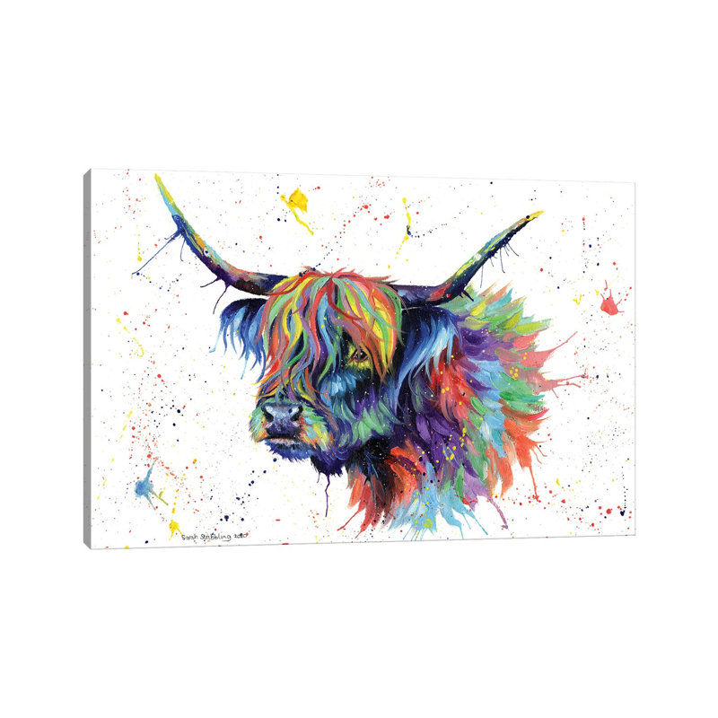 Multicolore Highland Cow, H 18 po x l 26 po x P 1,5 po