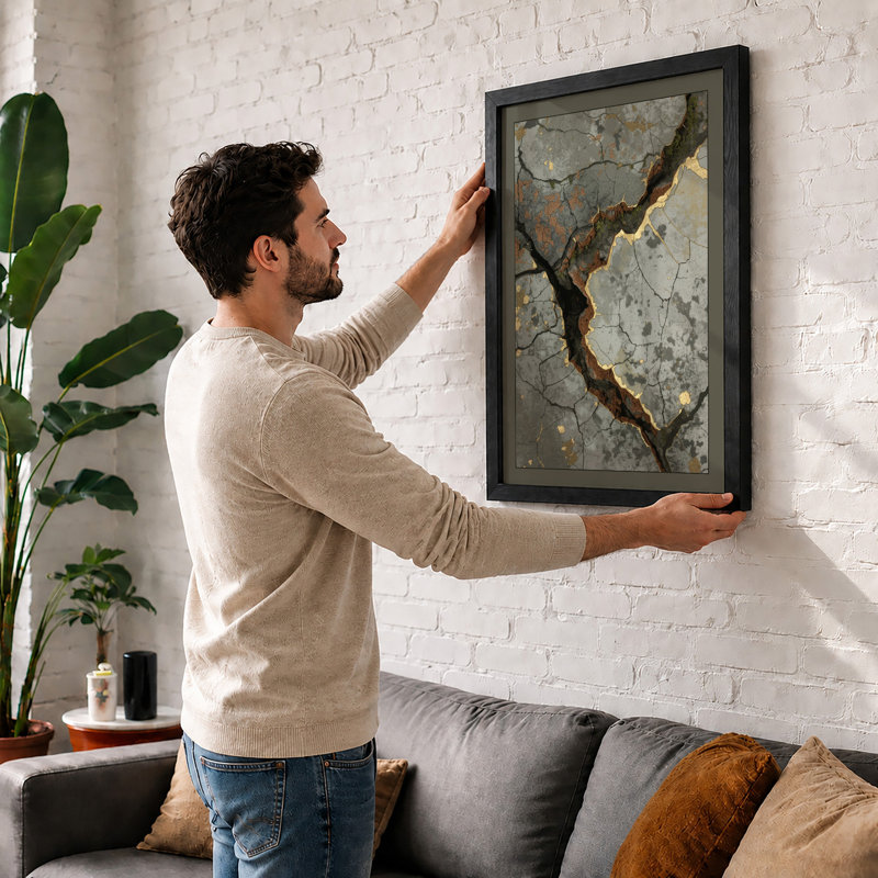 Weathered Stone Industrial - Framed Print, A1 - 84.1 x 59.4 cm, Black