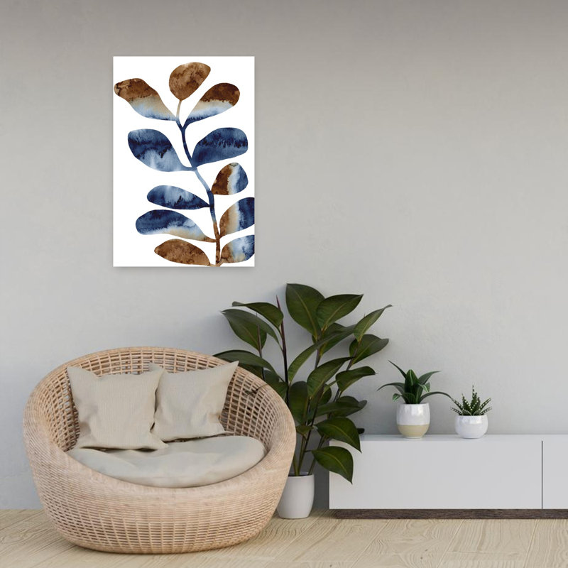 Aquarelle, feuilles, brun, 2 abstrait contemporain, plante naturelle, art mural, 24" H x 16" W