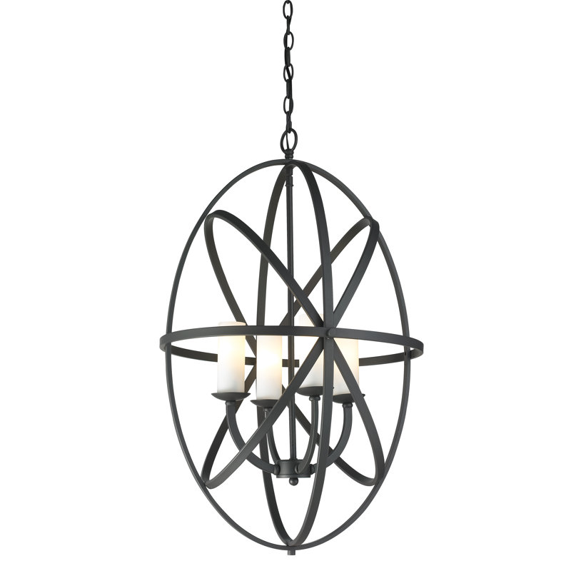 Grammont 4 - Light Dimmable Globe Chandelier, Bronze, 28.74" H x 19.69" W x 19.69" D