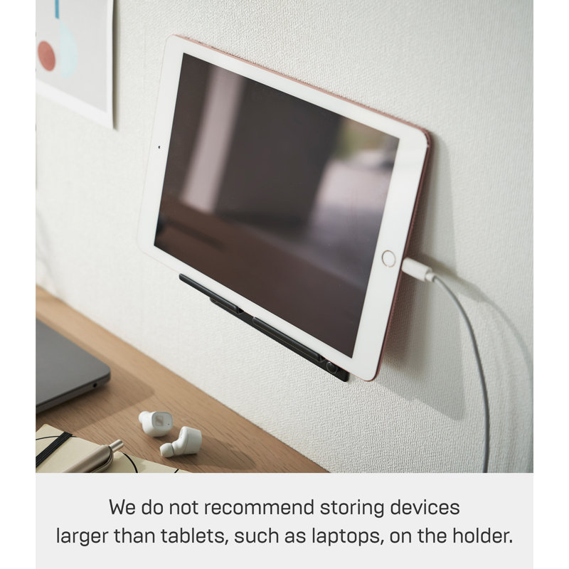 Black Steel Wall-Mounted Phone Holder with Shelving