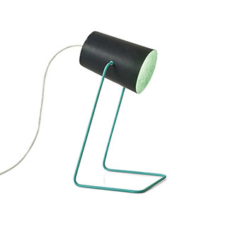 Metal Table Lamp, Black and turquoise