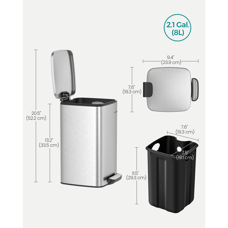 Surens Steel Kitchen Trash Can