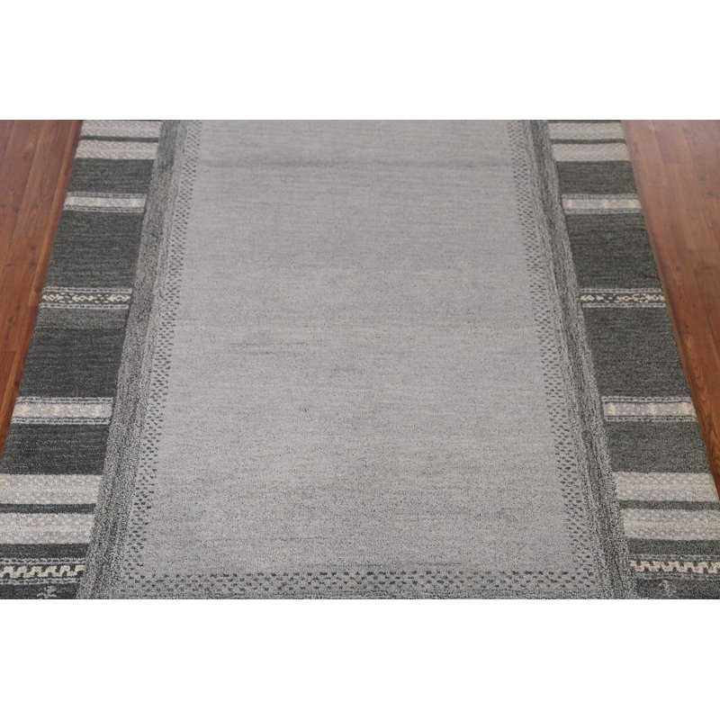 Solid Gray Gabbeh Indian Area Rug