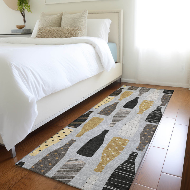 Addison Red and Gray Washable Synthetic Runner Rug
