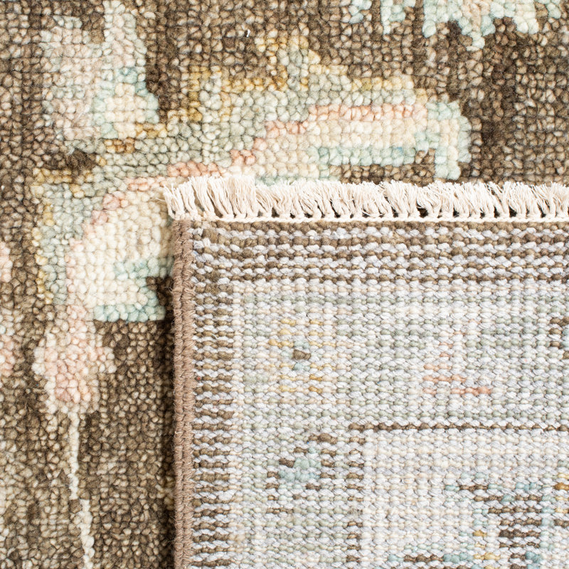Tapis beige / brun en laine / coton noué à la main, Rectangulaire 8 pi x 10 pi