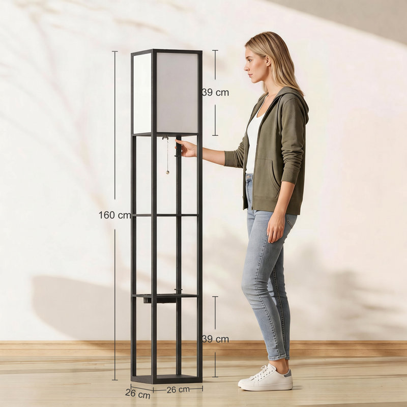 160cm Matte Column Floor Lamp, Black