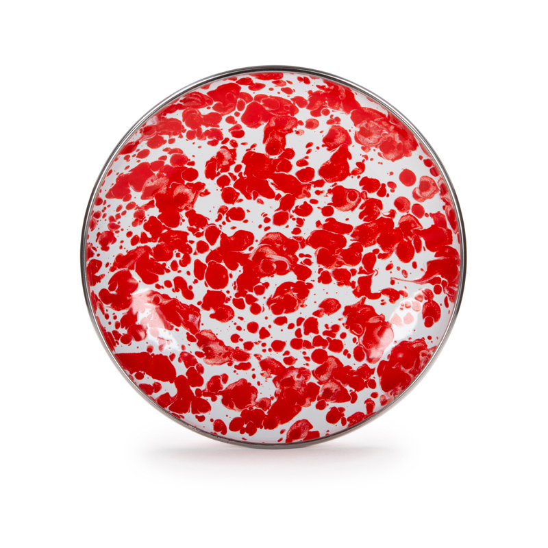 Red Swirl Enamelware Appetizer Plate