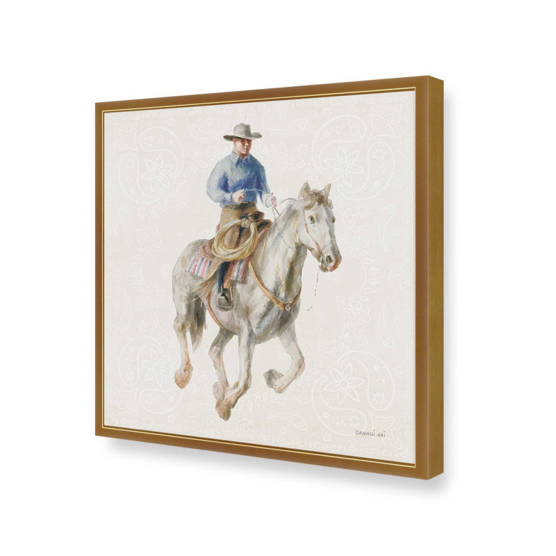«Riders Of The Range III» par Danhui Nai, reproduction d'art, H 36 po x l 36 po, Or