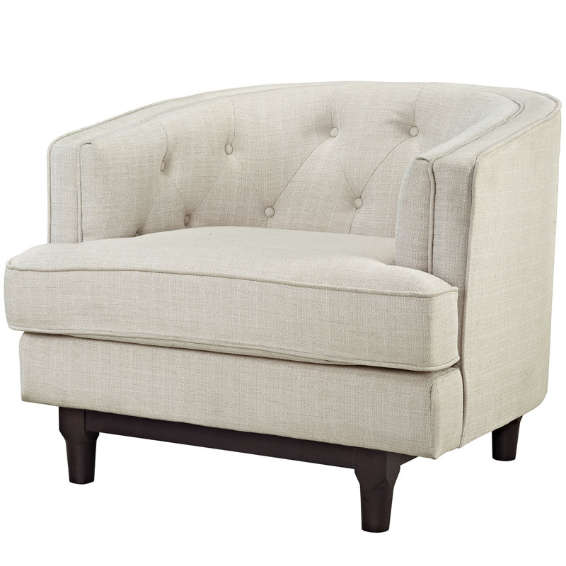 Upholstered Armchair, Beige Polyester
