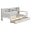Lit de jour en bois avec tablettes de rangement, lit multifonctionnel avec deux tiroirs de rangement et bureau d'étude