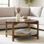 Table basse ronde en bois massif avec tablette Timber
