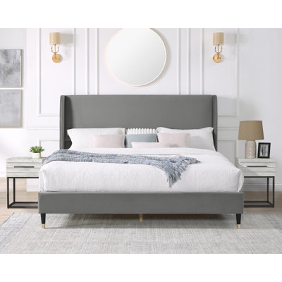 Yordanov 3-Piece Upholstered Bedroom Set, Wingback Platform Bed With Two Nightstands by Ebern Designs