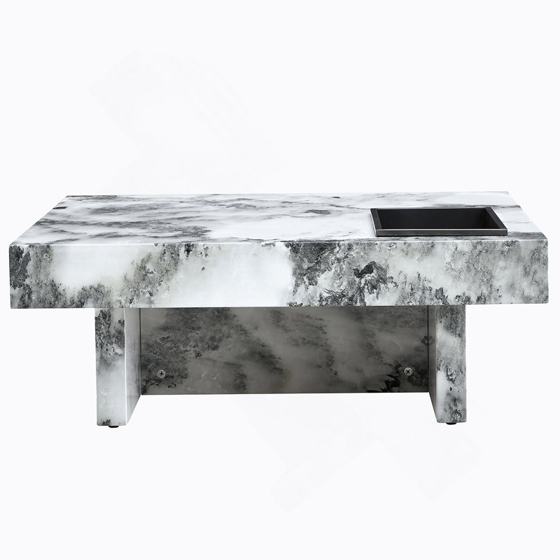 Kippy Coffee Table A modern and practical coffee table with imitation marble patterns, made of MDF material. The fusion of elegance and natural fashion 31.4"* 31.4"* 12 "